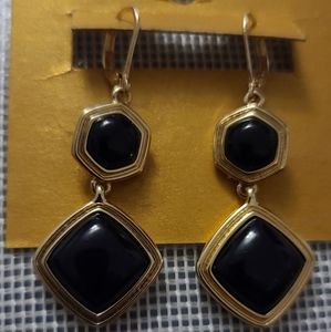 Monet black and gold statement pierced earrings